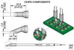 Preview: The image displays technical drawings of chip components with dimensions. It features two different soldering tips and a circuit board with multiple components.