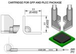 Preview: The image displays a technical drawing of a cartridge for QFP and PLCC packages. It includes dimensions and detailed views of a special holder and connection cable.