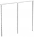 Preview: The image shows a simple, white shelving frame with two vertical sides connected by a horizontal bar at the top. It features various perforations for mounting options.