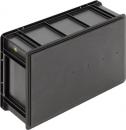 Preview: Das Bild zeigt eine rechteckige, schwarze Box aus Kunststoff. Sie hat eine flache Oberseite mit Rillen und ist an einer Seite leicht vertieft. Die Box scheint stabil und robust zu sein.