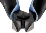 Preview: The image shows a pair of pliers with black, rubberized handles and blue accents. The blades are angled and straight, suitable for cutting wires.