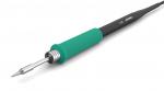Preview: The image shows a soldering iron. It has a silver, pointed working area and a green handle. The handle is ergonomically shaped and has a black cable connection.