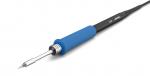 Preview: The image shows a soldering iron with a blue handle and a silver tip. The tip is narrow and tapered, and the handle is rubberized for better grip.