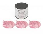 Preview: Auf dem Bild ist eine runde Dose mit einem schwarzen Deckel zu sehen, umgeben von drei rosa Filterplättchen. Die Plättchen sind gleich groß und haben eine kleinere Ausstanzung für das Anbringen.