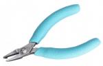 Preview: The image shows a pair of pliers with a narrow, pointed opening. The handles are in a striking light blue, non-slip and ergonomically shaped for a comfortable grip.