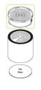 Preview: The image displays a cylindrical container with a lattice-like lid. The top shows a top view of the lid, and the bottom shows a view of the underside, labeled as 