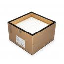 Preview: The image displays a cuboid-shaped, brown box with a smooth, white top divided into even rows. The box has a rectangular shape and a simple metal handle opening.