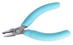 Preview: It is a pair of pliers with short, narrow blades and blue, grippy rubber handles. The blades are metallic and slightly open, suitable for fine work.