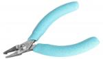 Preview: The image shows a small pair of pliers with metallic tips and ergonomic, blue-coated handles. It is intended for precise tasks, such as in jewelry making.