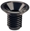 Preview: The image shows a small, conical funnel made of black plastic. The upper part is wider and the opening has a bowl-shaped structure. The lower part has spiral grooves.