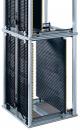Preview: The image depicts a structured, rectangular metal frame with two overlapping black slats. The frame features side reinforcement parts and a sturdy base.