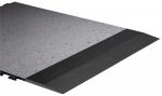 Preview: The image displays a rectangular floor panel in shades of gray. The surface is slightly textured and contains small, light inclusions. Along one edge, there is a black transition.