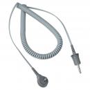 Preview: The image shows a gray, spiral-shaped cable with a round plug at one end and a straight plug at the other end. The cable is flexible and of medium length.