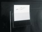 Preview: On a black background, a white sheet of paper is stuck. On it, handwritten is 