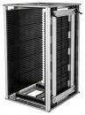 Preview: The image shows a rectangular, sturdy metal frame with several vertical, black slats. It has an open front and a textured back.
