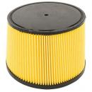 Preview: The image shows a cylindrical air filter with a black top and yellow, fin-like structures. The surface is ribbed and has a round base layer.