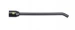 Preview: The image shows a long, black hose with a wide, round end. The hose has a slight bend and might belong to a tool or a machine.
