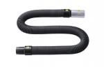 Preview: The image displays a flexible, slotted hose that coils in gentle waves. It features different connectors on each end: one gray and one black with yellow markings.