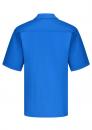 Preview: The image displays a solid, royal blue polo shirt with short sleeves. The collar is plain, and there are no conspicuous embellishments. The back is also solid-colored.