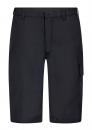 Preview: The image shows a dark, knee-length pair of pants. They have a loose fit, a waistband with belt loops, and a side pocket on the right leg. The surface appears smooth.