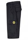 Preview: Das Bild zeigt eine schwarze Cargo-Hose. Sie hat seitliche Taschen, eine lockere Passform und einen einfachen, funktionalen Stil. Der Stoff wirkt strapazierfähig und bequem.
