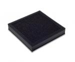 Preview: The image shows a square, flat object in black with a rough, textured surface. It has a matte finish and looks like a cushion or pad.