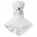 Preview: The image shows a chic, white jacket with a slim upper part and a widely flaring lower part that resembles a skirt. It features a chin closure.