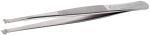 Preview: The image shows a silver stainless steel tweezer. It has two long, narrow gripping arms that converge at one end. The surface is smooth with a ridged area for better grip.