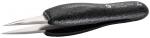 Preview: The image shows a black tweezer with two pointed, shiny tips. The handle is ergonomically shaped and has a non-slip surface. Ideal for precise tasks.