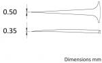 Preview: The image shows two lines of different lengths, measured in millimeters: one at 0.50 mm and one at 0.35 mm.