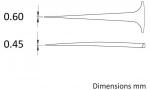 Preview: The image displays two vertical lines of varying widths: one measuring 0.60 mm and the other 0.45 mm. Below the lines, it reads 