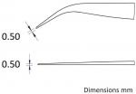 Preview: The image displays two technical drawings. At the top is a curve with a point in the middle, and below it, a straight line. Both parts feature a representation of 0.50 mm.