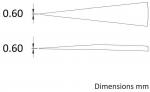 Preview: The image displays two linear shapes with the measurement of 0.60 mm. The upper shape is pointed, and the lower one is narrow and flat; both are depicted in a sketchy manner.