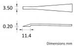 Preview: The image displays technical drawings with dimensions in millimeters. At the top, a straight line with a width of 3.50 mm; at the bottom, a narrow line with a width of 0.20 mm and a length of 11.4 mm.