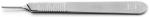 Preview: The image shows a medical instrument, a narrow, shiny blade with a slightly curved end. The handle is ridged for better grip.