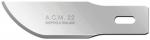 Preview: The image displays a shiny, narrow blade with a curved, sharp edge. The words 