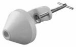 Preview: The image shows a simple, white tool part with a conical shape, attached to a metal bolt. It has a central opening and a screw for attachment.