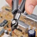 Preview: A hand holds a wire cutter pliers gripping a thin copper wire. In the background, a circuit board with various components is visible.