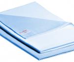 Preview: The image shows a light blue cloth, smooth and wrinkly. It is folded and has a labeled corner. The texture appears soft and light.