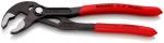 Preview: The image shows a pair of pliers with black jaws and red, rubberized grip areas. The pliers have an adjustable opening for various sizes of objects.