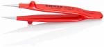 Preview: The image displays a red pliers with two long, pointed tips. It features an ergonomic handle and a label with the KNIPEX brand along with technical specifications.