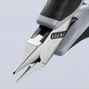 Preview: The image shows a pair of pliers with pointed, sharp grippers. The handle is black with gray details. The pliers have a shiny, metallic surface and a precise design.