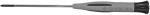 Preview: The image shows a screwdriver with a long, narrow metal shaft and a gray, rubberized handle. The tip is flat and is suitable for screwing.