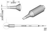 Preview: The image displays a technical drawing of a tool. It consists of a cylindrical body with a conical tip and is shown in profile as well as from above. Dimensions are provided.