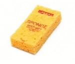 Preview: The image shows a yellow sponge. It is rectangular and has a porous, soft texture. On the front, the word 