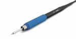 Preview: In the picture, a soldering iron is depicted. The handle is black with a blue rubber coating for better grip. The tip is metallic and pointed, ideal for soldering electronics. A cable extends its use.