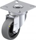 Preview: The image displays a silver furniture caster with a swiveling mount. The rubber is dark and features a yellow marking. It is suitable for easily moving furniture.