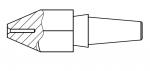 Preview: The image displays a drawing of a fountain pen nib. It has a conical shape with a small groove in the middle, which extends into a longer shaft.