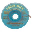 Preview: In the image, a spiral-shaped roll of Soder Wick is visible. It is transparent blue and has a central opening. Information about the product and size is printed on it.