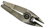 Preview: The image shows a pair of pliers with two long, flat jaws. It has a round pivot point in the middle and a gripping edge that is serrated at the tip to hold or grasp objects.